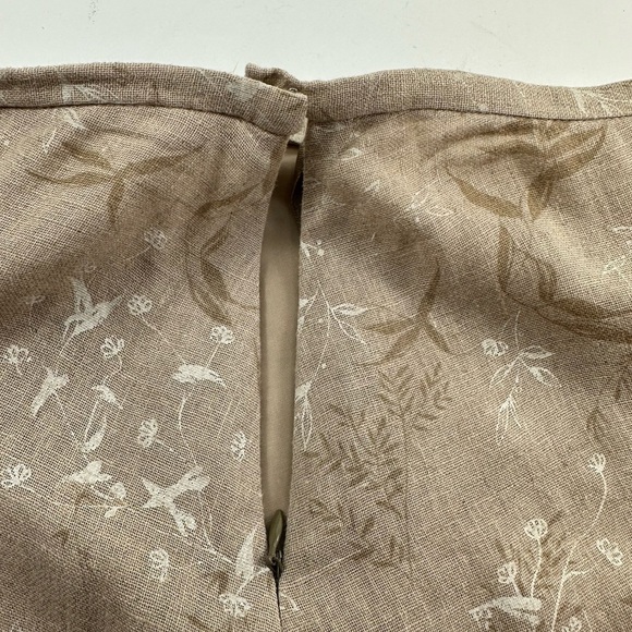 Jones New York Beige Floral Linen Blend Lined Skirt Petite 10 Classic Flare Long - Picture 6 of 8